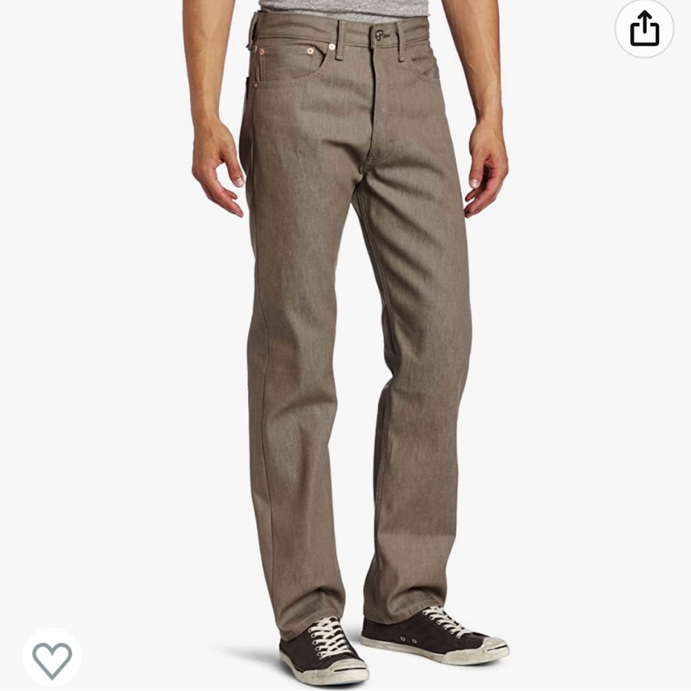 Levi's Men's 501 Shrink to Fit Straight Leg Jean, Taupe Rigid, 32x34